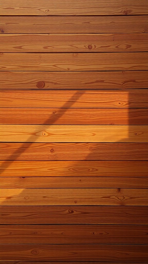 Wooden wall panels in a warm tone with shadows
