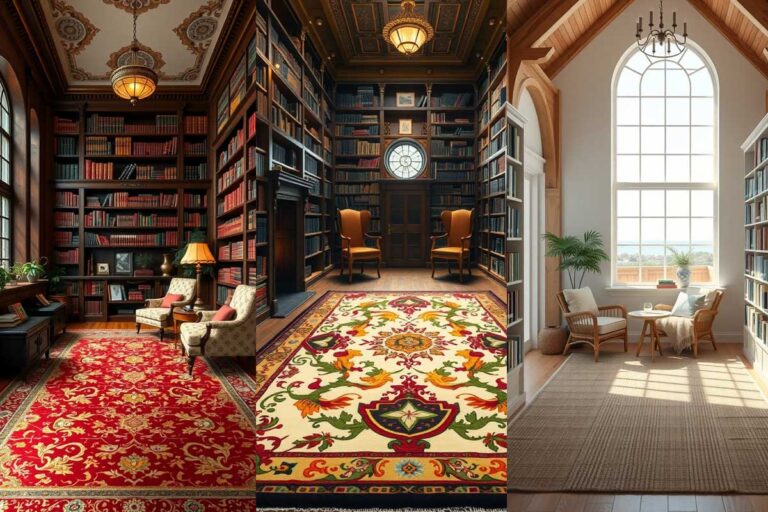 40 Elegant Rug Ideas to Transform Your Library Space