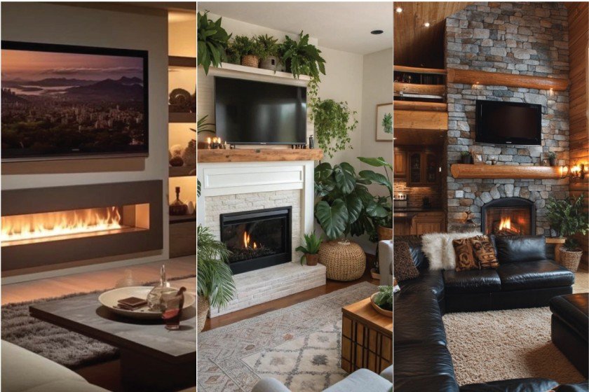 Electric Fireplace Ideas with TV Above