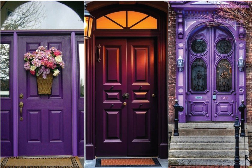 Houses with Purple Front Entry Door Ideas