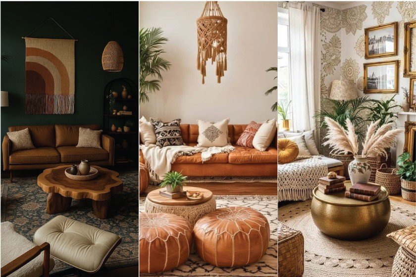 warm boho living room