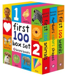 First 100 Board Book Box Set (3 books) First 100 Words, Numbers Colors Shapes, and First 100 Animals