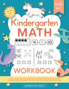 Kindergarten Math Workbook Kindergarten and 1st Grade Workbook Age 5-7 Homeschool Kindergarteners Addition and Subtraction Activities + Worksheets