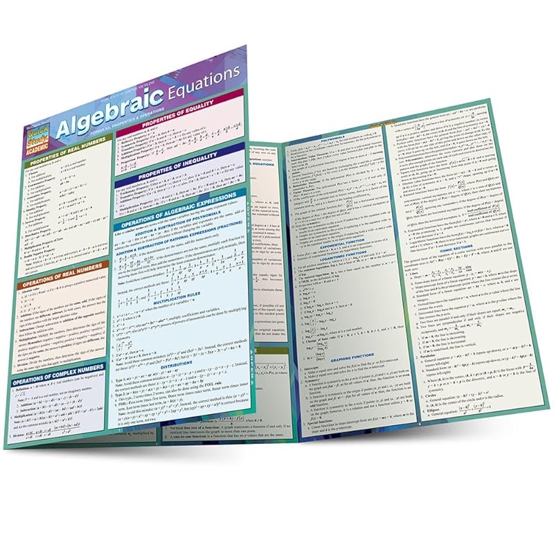QuickStudy Algebraic Equations Laminated Reference Guide: Essential Ac