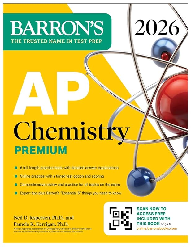 Barron's AP Chemistry Premium 2026 Prep Book with 6 Practice Tests, Full Review, and Online Practice