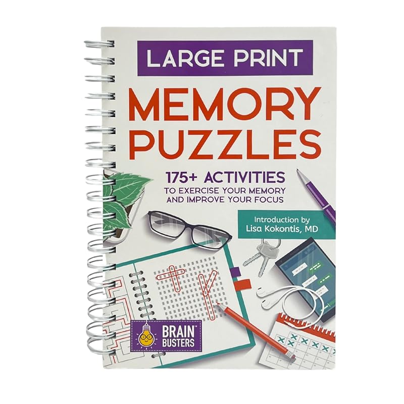 Large Print Memory Puzzles for Adults: 175+ Brain Games, Spiral Bound,