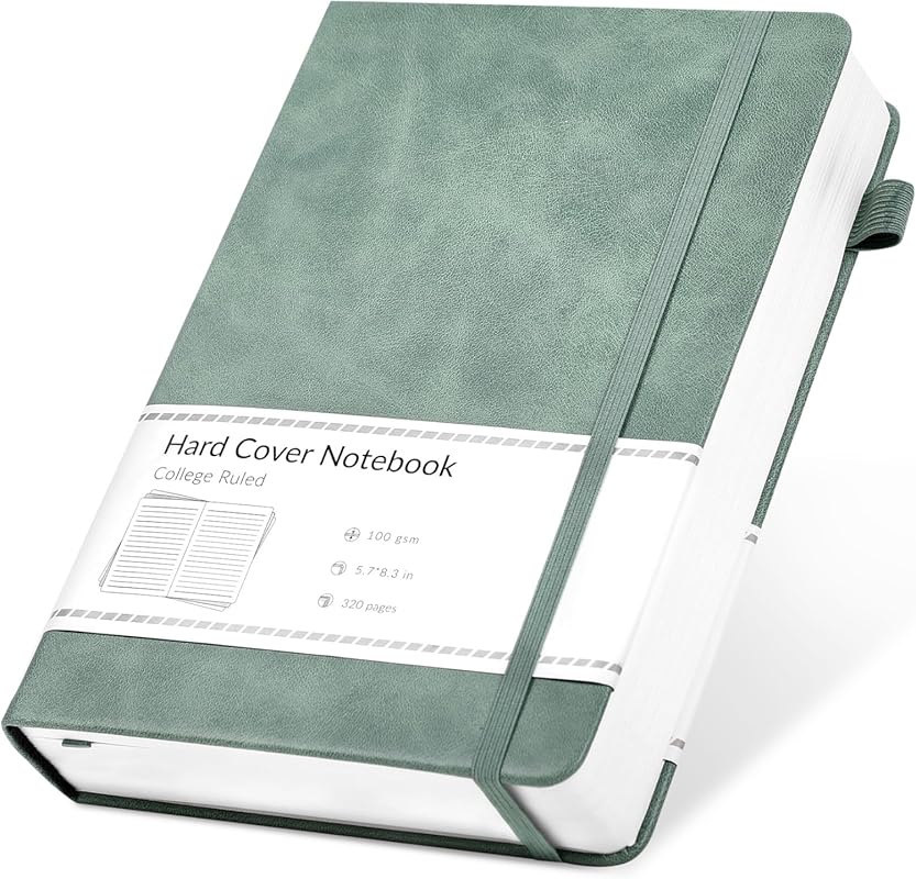 CAGIE Green A5 320-Page 100gsm Thick Lined Leather Hardcover Journal N
