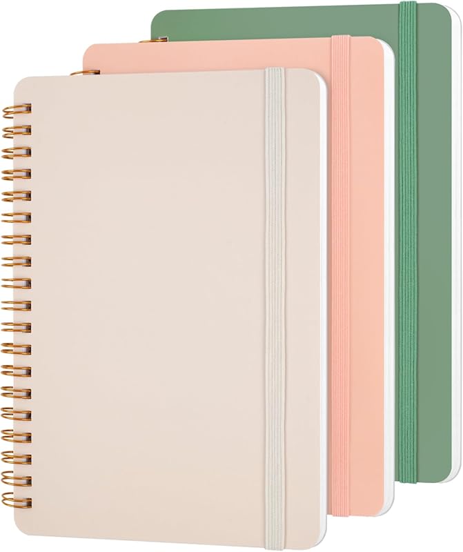 Utron 3PCS 5x7 Morandi Spiral Notebooks with Strap Cute Small Notebook