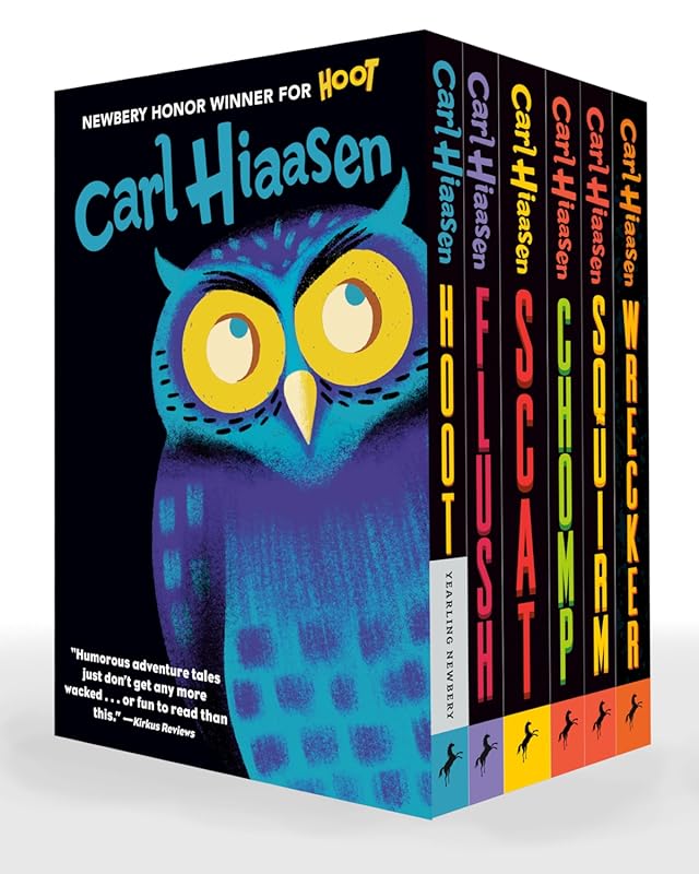 Hiaasen 6-Book Set: Hoot, Flush, Scat, Chomp, Squirm, Wrecker – Paperb
