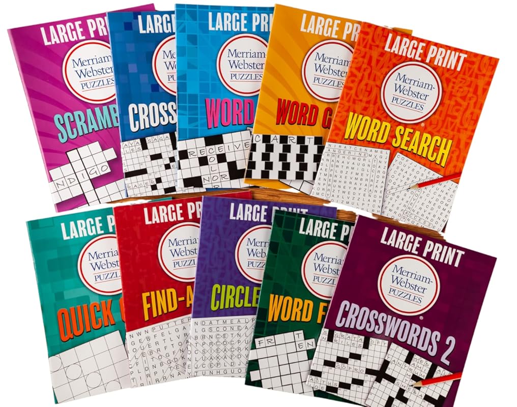 Merriam-Webster Large Print Puzzle Booklet Set: 10 Brain Games for Men