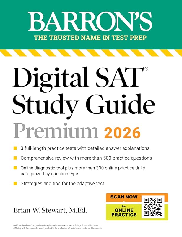Barron's 2026 Digital SAT Premium Guide with 3 Practice Tests & Online