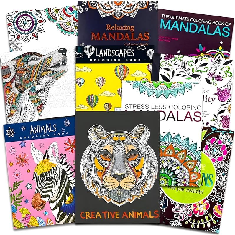 Adult Coloring Book Bundle: 10 Deluxe Stress-Relieving Patterns for Ad