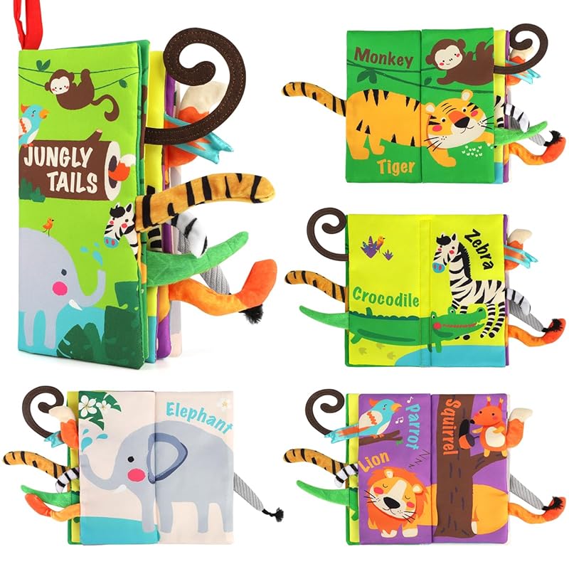 beiens Touch & Feel Crinkle Cloth Book for Infants 0-18 Months, Intera