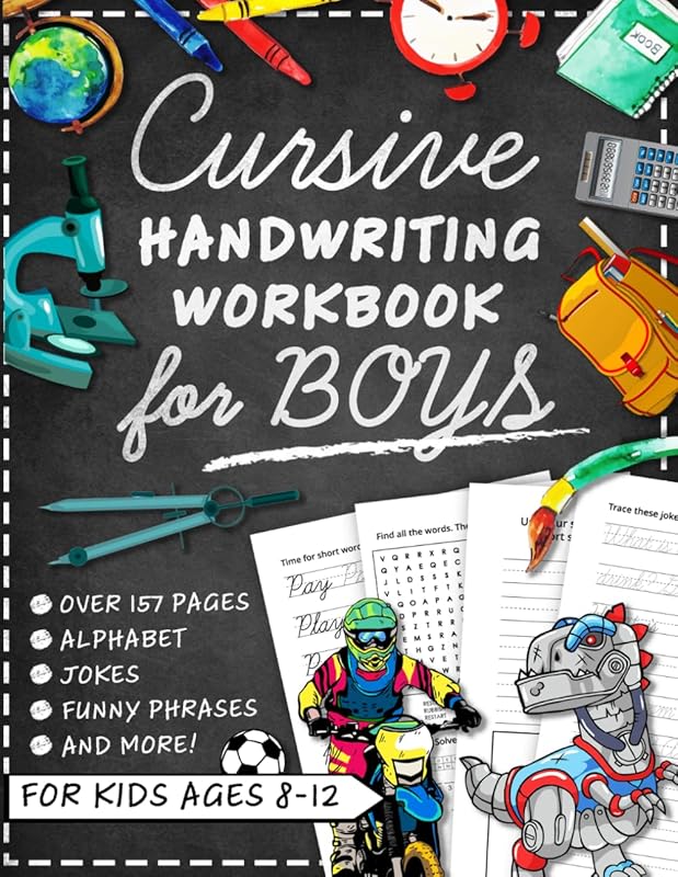 Cursive Handwriting Workbook for Kids Ages 8-12 with Jokes & Riddles: 