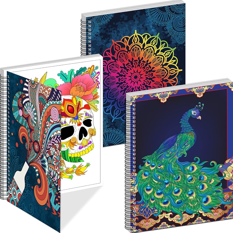 Kalysky Adult Coloring Books Set: 3 Animal, Flower & Theme Designs for