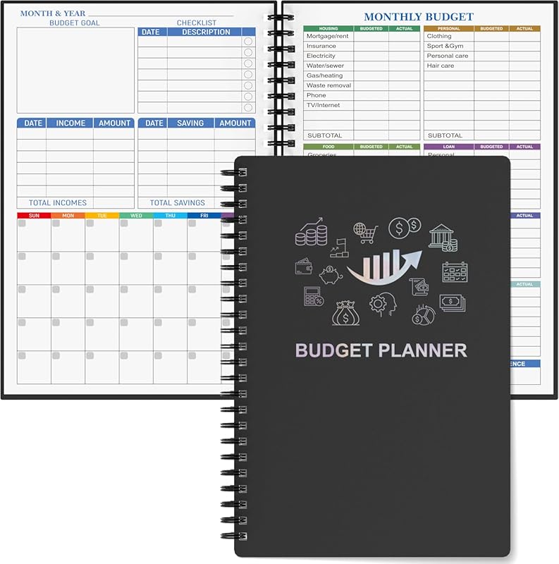 Monthly Budget Planner with Expense Tracker, Undated Finance Organizer