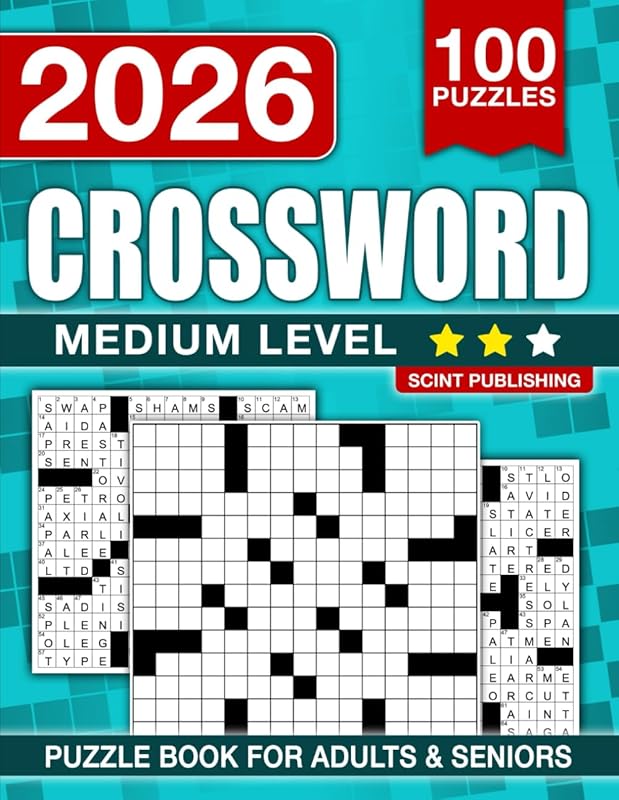 Medium Crossword Puzzle Book For Adults and Seniors with 100 Puzzles: 