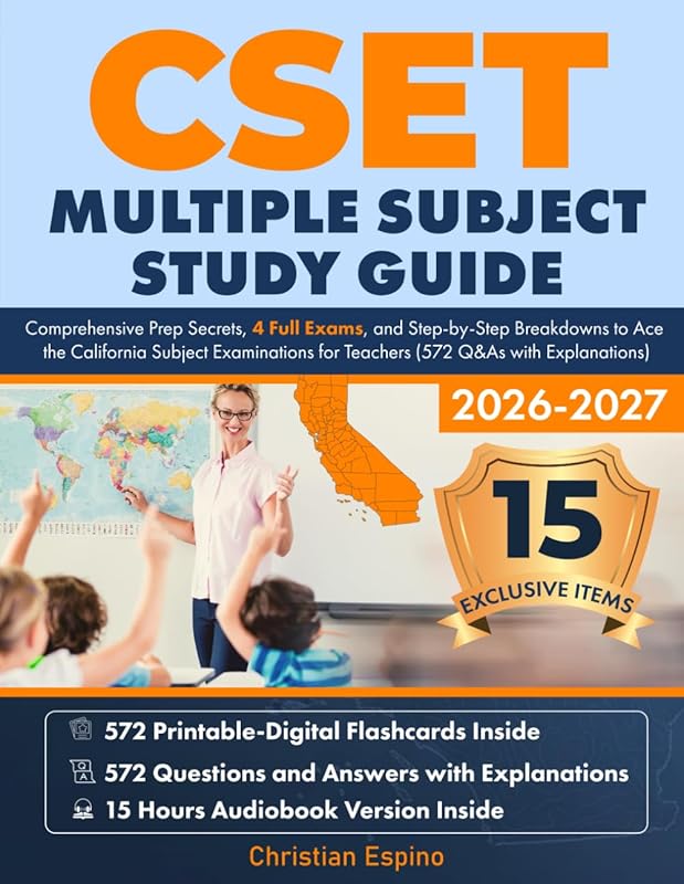 Master CSET Multiple Subject Test with 4 Full Exams, 572 Q&As, and Ste